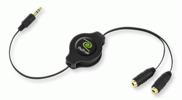 Divisor de audio jack 3,5 mm retráctil – ReTrak, 1 m