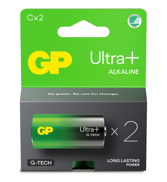 2 pilas alcalinas tipo C (LR14) Ultra Plus