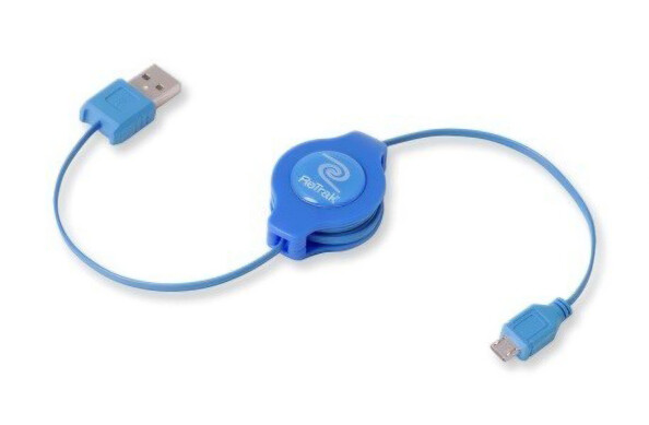 Cable Micro USB retráctil azul: práctico y elegante