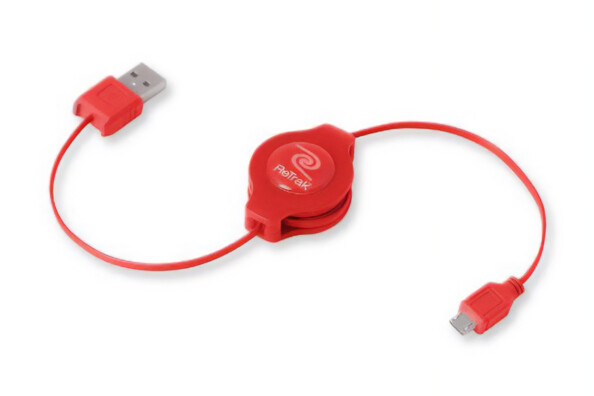 Cable Micro USB retráctil rojo: práctico y elegante