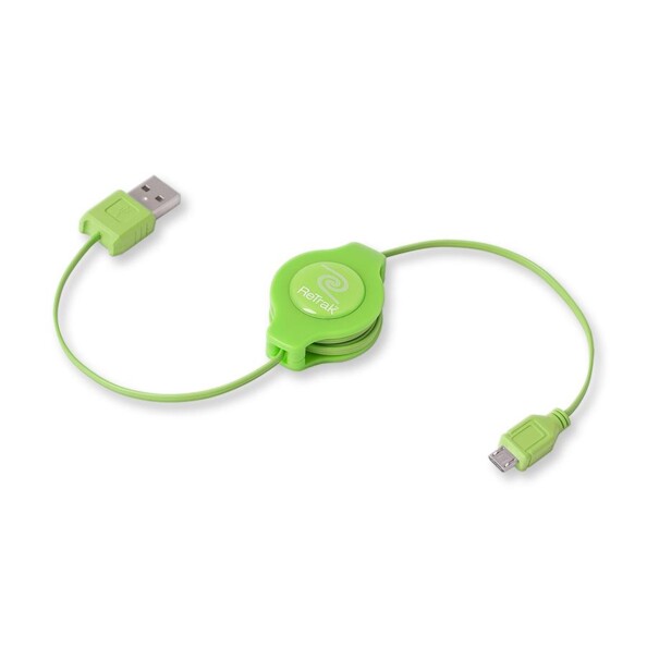 Cable Micro USB retráctil verde: funcionalidad con estilo