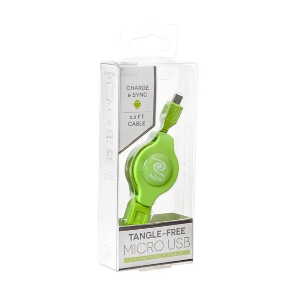 Cable Micro USB retráctil verde: funcionalidad con estilo