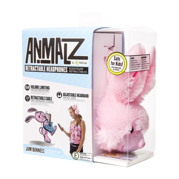 Auriculares para niños Animalz – Conejito rosa