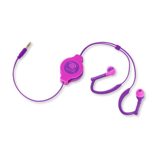 Auriculares intrauditivos retráctiles Sport - Rosa/violeta