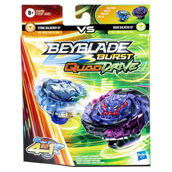 2 peonzas Beyblade Burst Quad Drive - Stone Baldero B7 VS Roar Balkesh B7