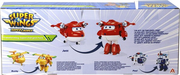 3 figuras de robots transformables Super Wings temporada 4