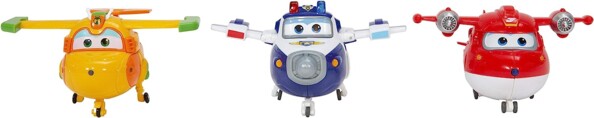3 figuras de robots transformables Super Wings temporada 4