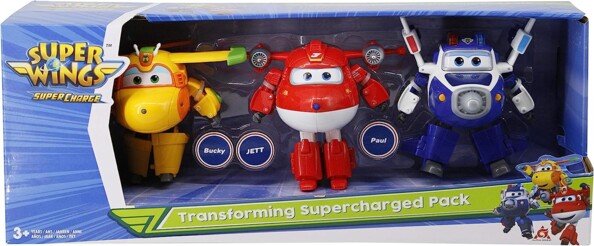 3 figuras de robots transformables Super Wings temporada 4