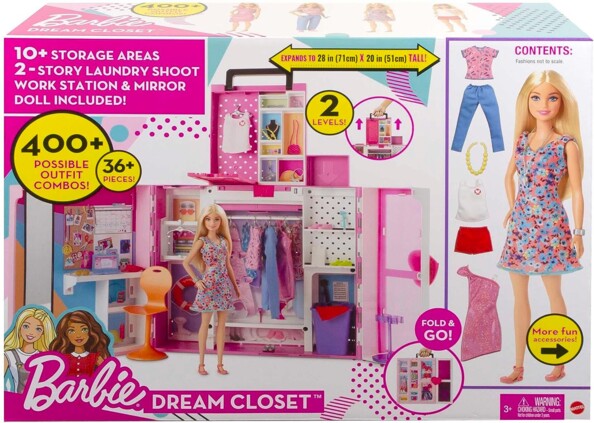 Set Armario Deluxe de Barbie con muñeca y 30 conjuntos