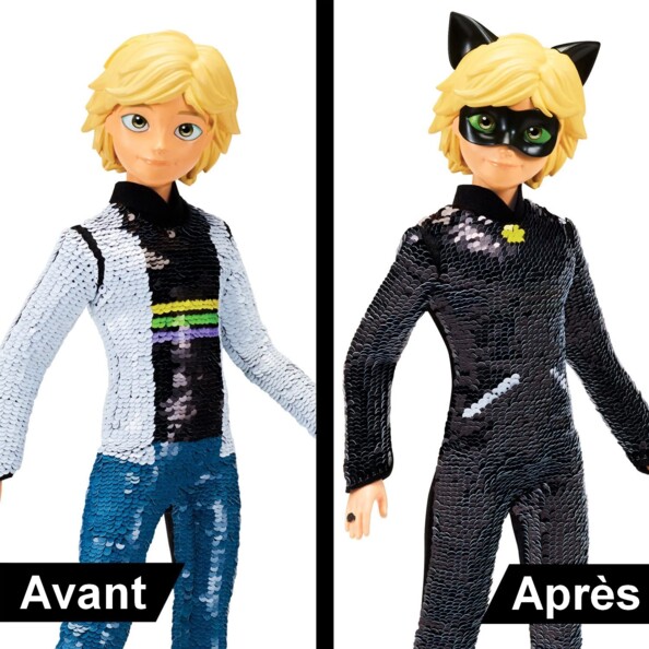 Muñeco articulado Adrien que se transforma en Cat Noir de Miraculous