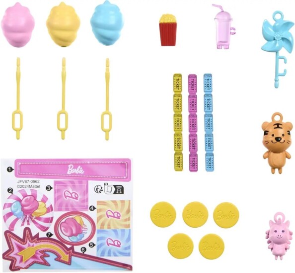 Muñeca Barbie con stand de algodón de azúcar para juegos creativos