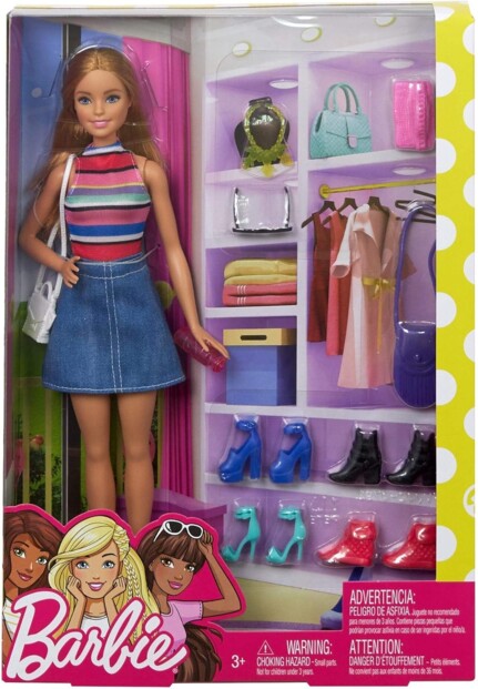 Muñeca Barbie con 11 accesorios de moda