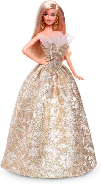 Muñeca Barbie Signature Holiday 2025 rubia con vestido plata y oro