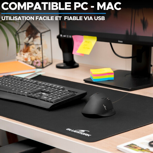 Ratón ergonómico óptico con cable Bluestork M-W-ERGO de 7600 dpi