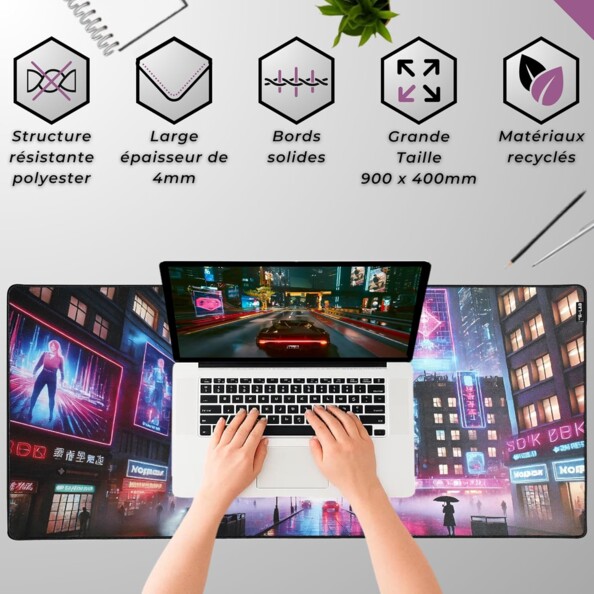 Alfombrilla gaming XXL PAD CYBERCITY 900 × 400 mm