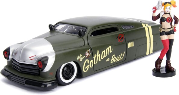 Coche en miniatura Harley Quinn con Mercury 1951 para coleccionistas y fans de D