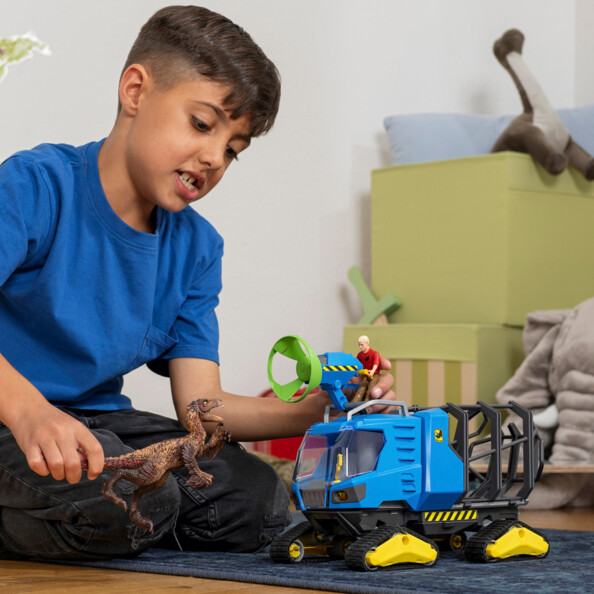 Schleich DINOSAURS Vehículo de Captura Dino con Dakotaraptor y Ranger Flynn