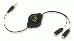 Divisor de audio jack 3,5 mm retráctil – ReTrak, 1 m