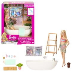 Muñeca Barbie con bañera y accesorios de spa