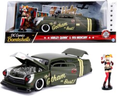 Coche en miniatura Harley Quinn con Mercury 1951 para coleccionistas y fans de D
