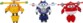 3 figuras de robots transformables Super Wings temporada 4