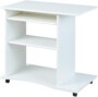 Bureau table de travail sur roulettes de couleur blanche pour ordinateur 